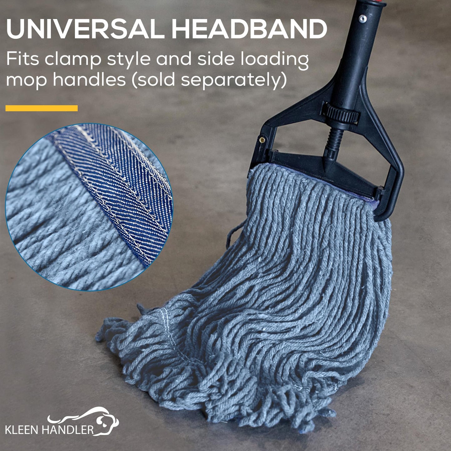 KLEEN HANDLER General Cleaning Mop Heavy Duty Commercial Replacement, Wet Industrial Blue Cotton Looped End String Head Refill (Pack of 3)