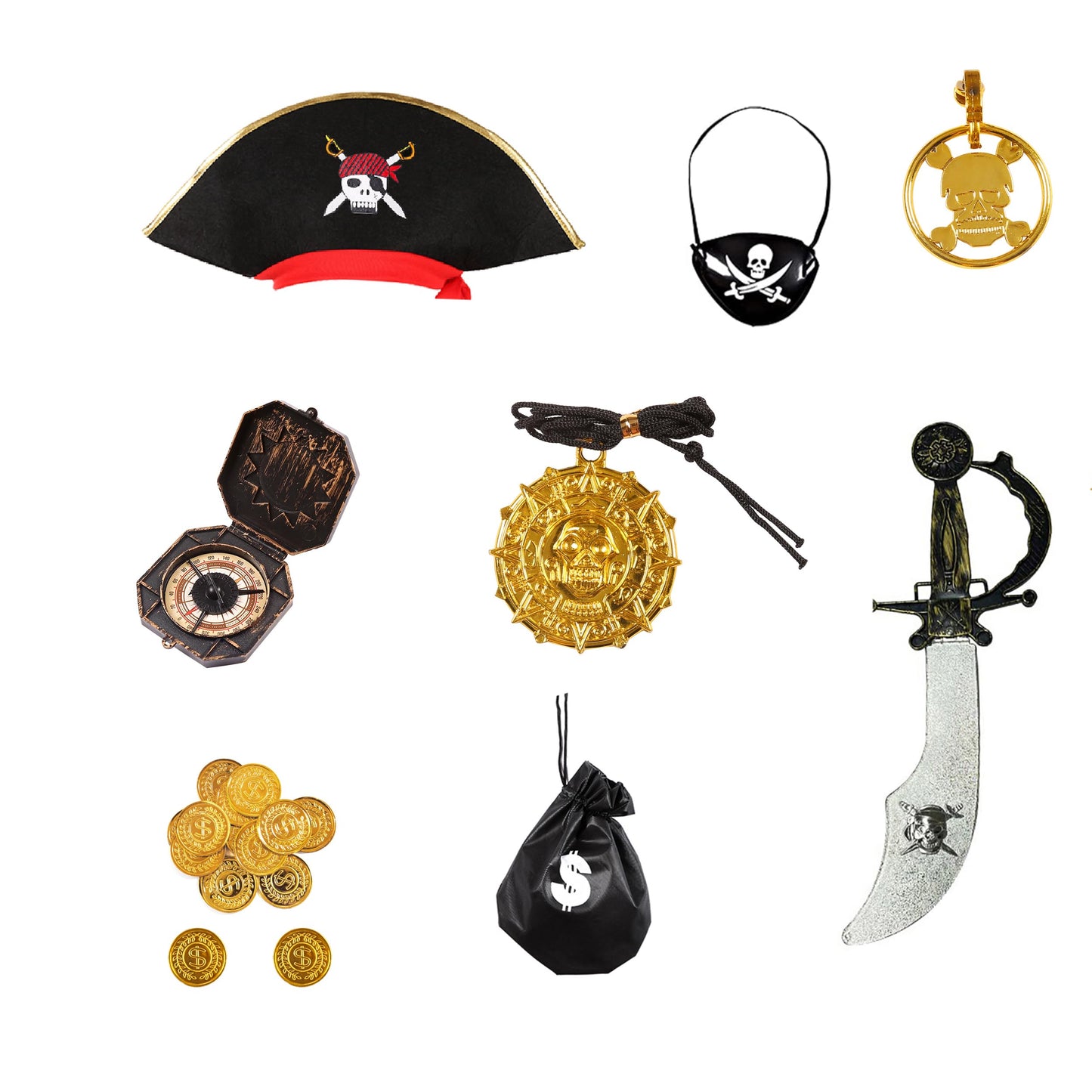 Yorborgor Kids Pirate Outfit - Boys Cosplay Party Dress Up (Stripes, 3-4 Years)