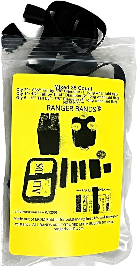 Ranger Bands® 35 Count Mixed Count Made from EPDM Rubber for Survival and Strapping Gear Made in The USA Tactical Rubber B...