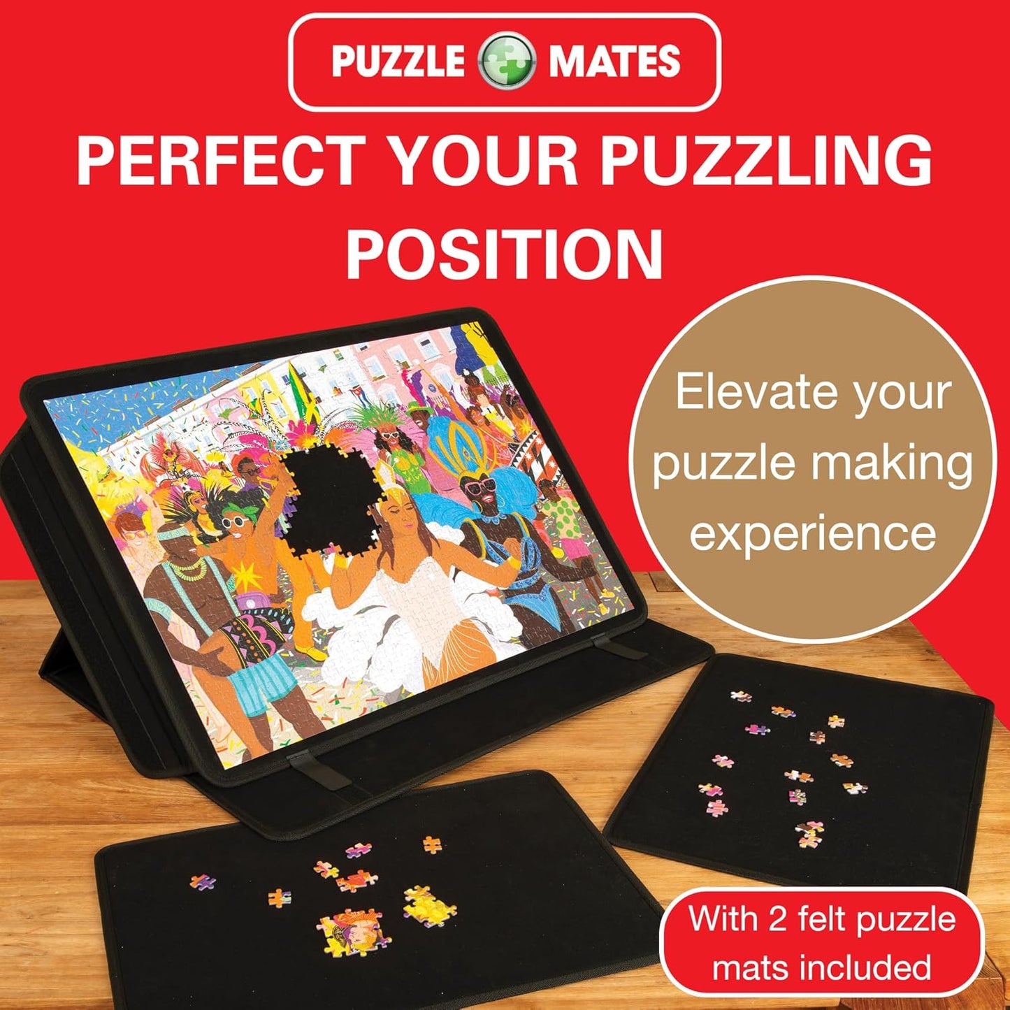 Jumbo Portapuzzle Comfort - Non-Slip Felt, Portable Jigsaw Puzzle Board with Adjustable Angle for 500 to 1000 Pieces - Lightweight, Easy to Store Puzzle Mat, Sorter & Organiser