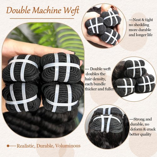 Lemoda Burmese Deep Wave Bundles Human Hair 14 14 14 Inch 100% Unprocessed Raw Human Hair Loose Deep Wave 3 Bundles Extensions 15A Raw Burmese Curly Bundles Natural Color