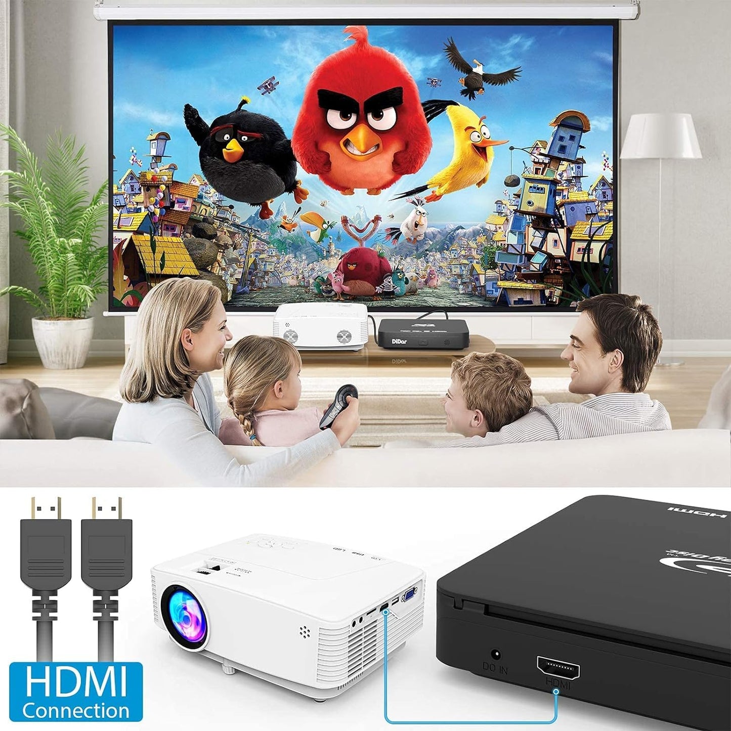 Super Mini Blu-Ray Hd Dvd For Tv, 1080P Blue-Ray Home Theater, Portable With Remote Control + Hdmi Av Cable + Built-In Pal/Ntsc,