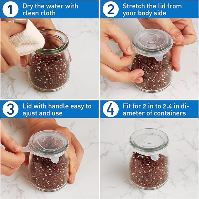 Extra Small Silicone Stretch Lids 2 Inch Reusable Silicone Jar Cover lids to Fit 2 Inch to 2.4 Inch Blue 8 pcs