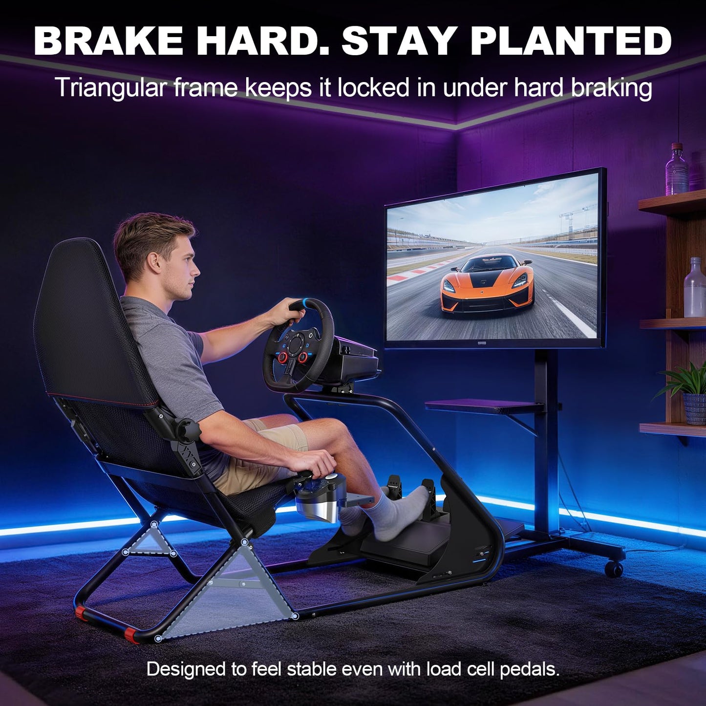 DIWANGUS Racing Simulator Cockpit - Multi Angle Adjustable Pedal & Wheel Panel Breathable Mesh Foam Seat for Sim Racing Cockpit Compatible with Logitech, Thrustmaster, Fanatec, Moza- Ergonomic GT