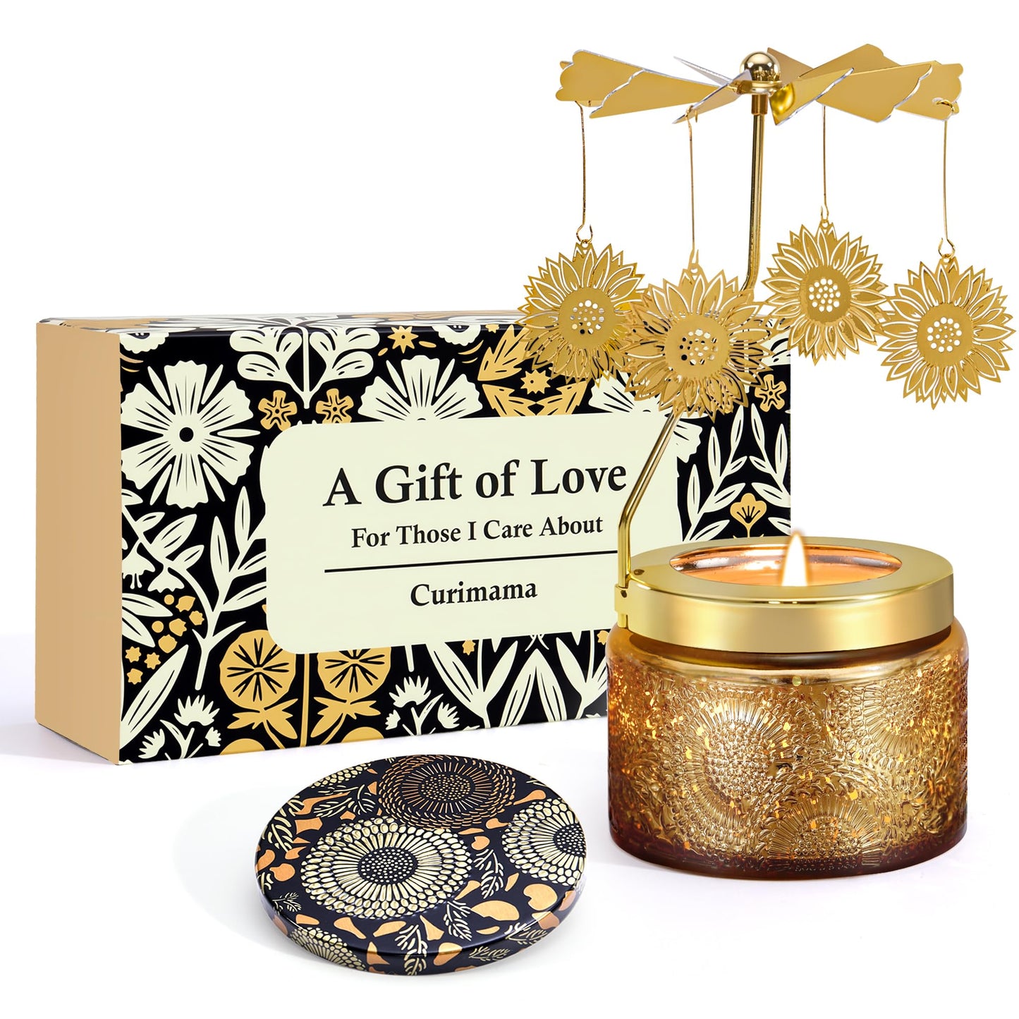 Gifts for Women, Sunflower Gifts for Women, Funny Birthday Gift for Mom, Grandma, Rotating Scented Candles Gift for Sisters Friend, Anniversary Presents for Her Wife Girlfriend