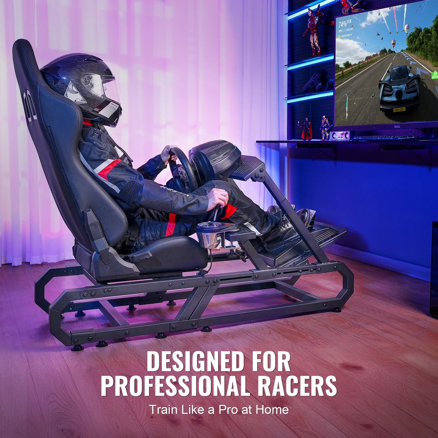 VEVOR Gaming Racing Wheel Stand, Compatible with Logitech G923/G920/G29 & Thrustmaster T248P, Heavy-Duty Adjustable Steering Wheel Stand Cockpit, 330 lbs Capacity, Compact for Sim Racing