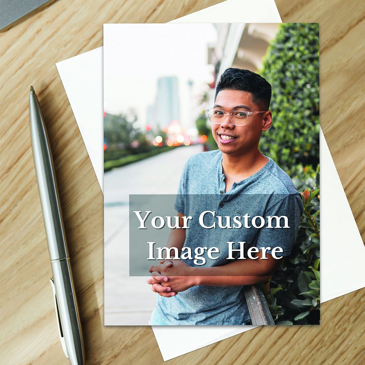 Personalized Greeting Card Custom Your Photo Image Upload Your Text Greeting Card For All Occasions, Christmas, Holiday, Wedding, Birthday, Thank You Card (Single Card)