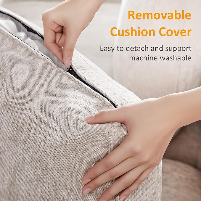 VANOMi Upholstered Square Modular Ottoman for Modular Sectional Sofa, Ottoman Footrest and Seat Cube for Living Room, Chenille