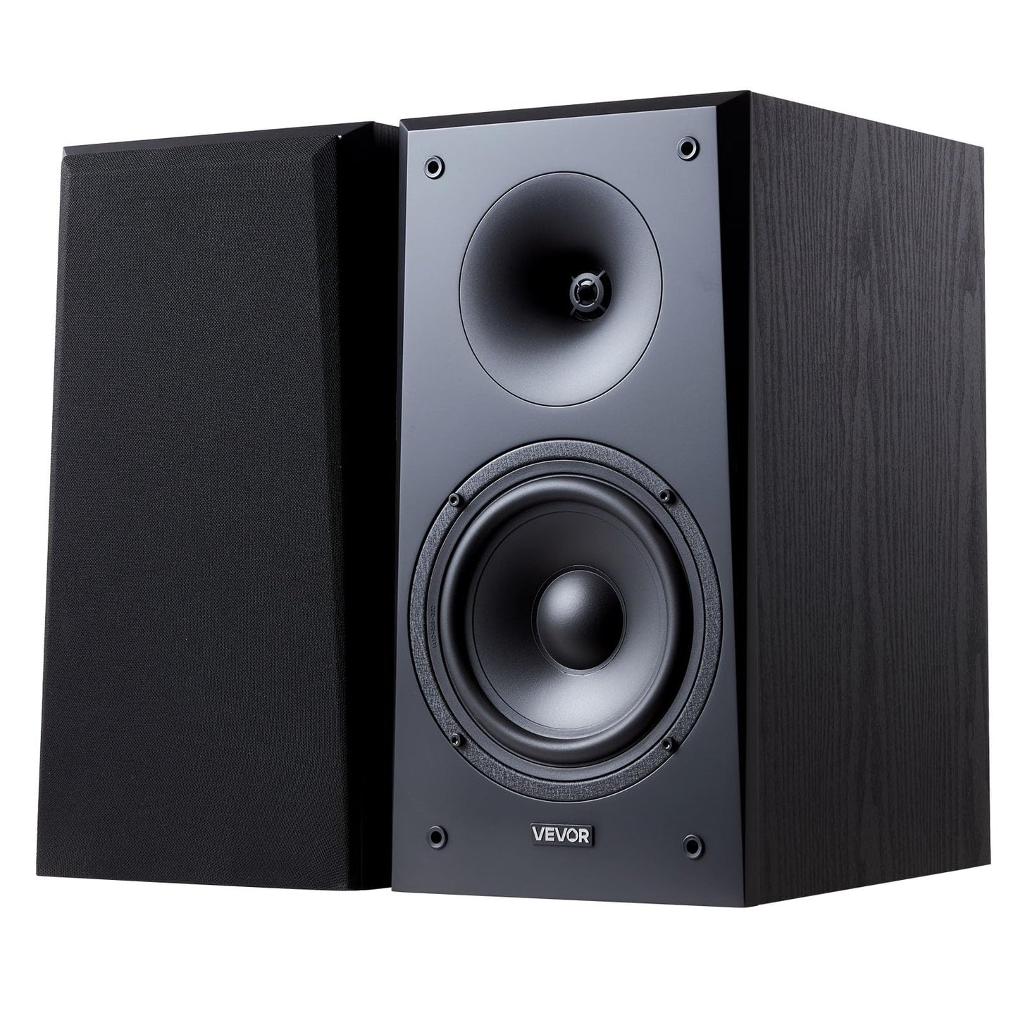 Vevor Passive Bookshelf Speaker, 100W, Book Shelf Stereo Speakers With 6.5-Inch Woofer And 1-Inch Tweeter, Detachable Grille, 55