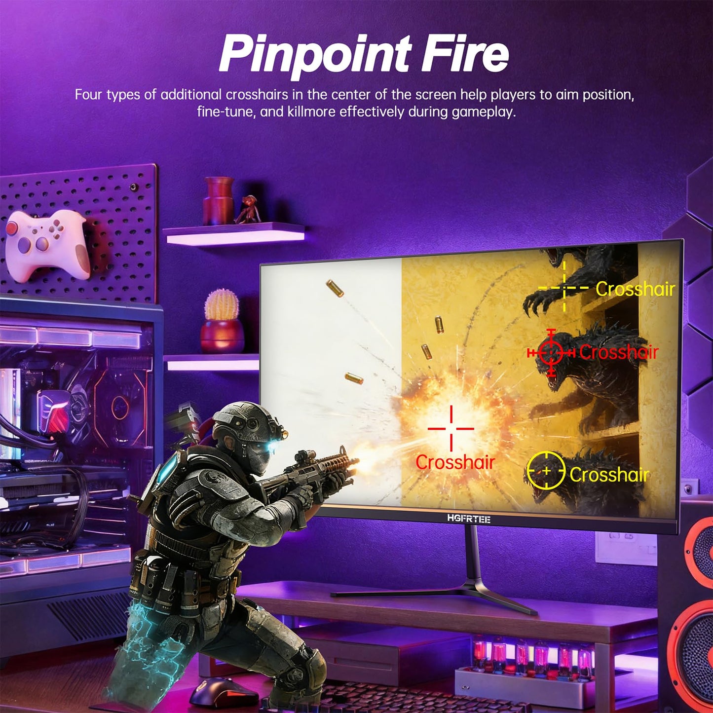 HGFRTEE 27 Inch 240Hz Gaming Monitor, QHD 2560×1440 Fast IPS Computer Monitor, 1ms MPRT, FreeSync, HDMI & DisplayPort, 100% sRGB, VESA Mountable, Ultra-Slim Bezel for FPS Gaming and Office