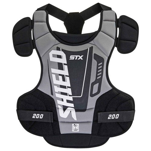 STX Shield 200 Lacrosse Goalie Chest Protector, Black/Gray, Medium