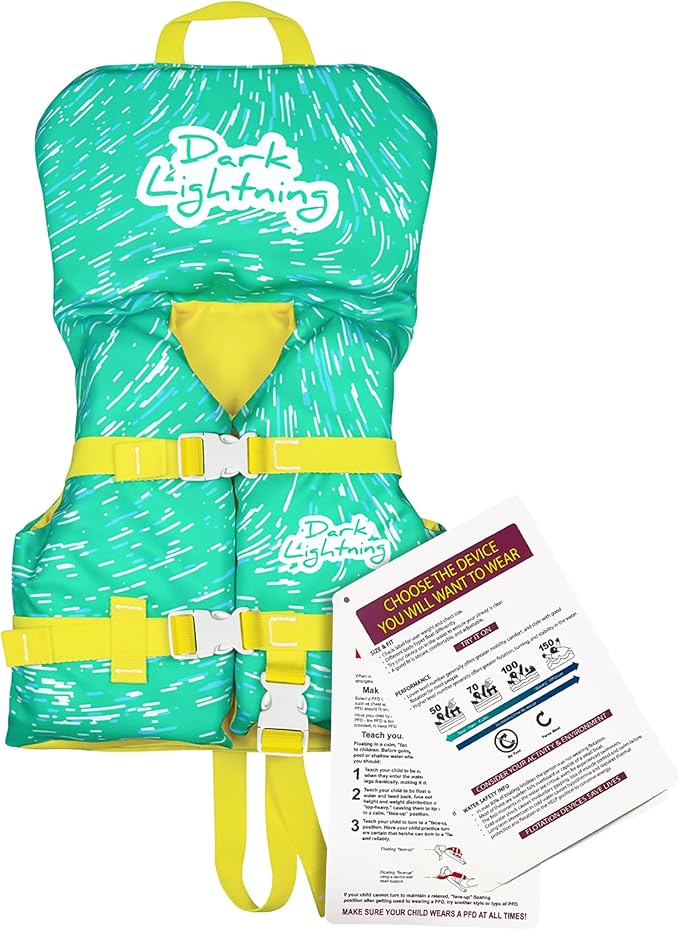 Dark Lightning USCG Approved Infant Life Jacket 0-30 lbs, Swim Vest for Baby/Toddlers 1-3 Year Old 20-30 lbs,Toddler Float...