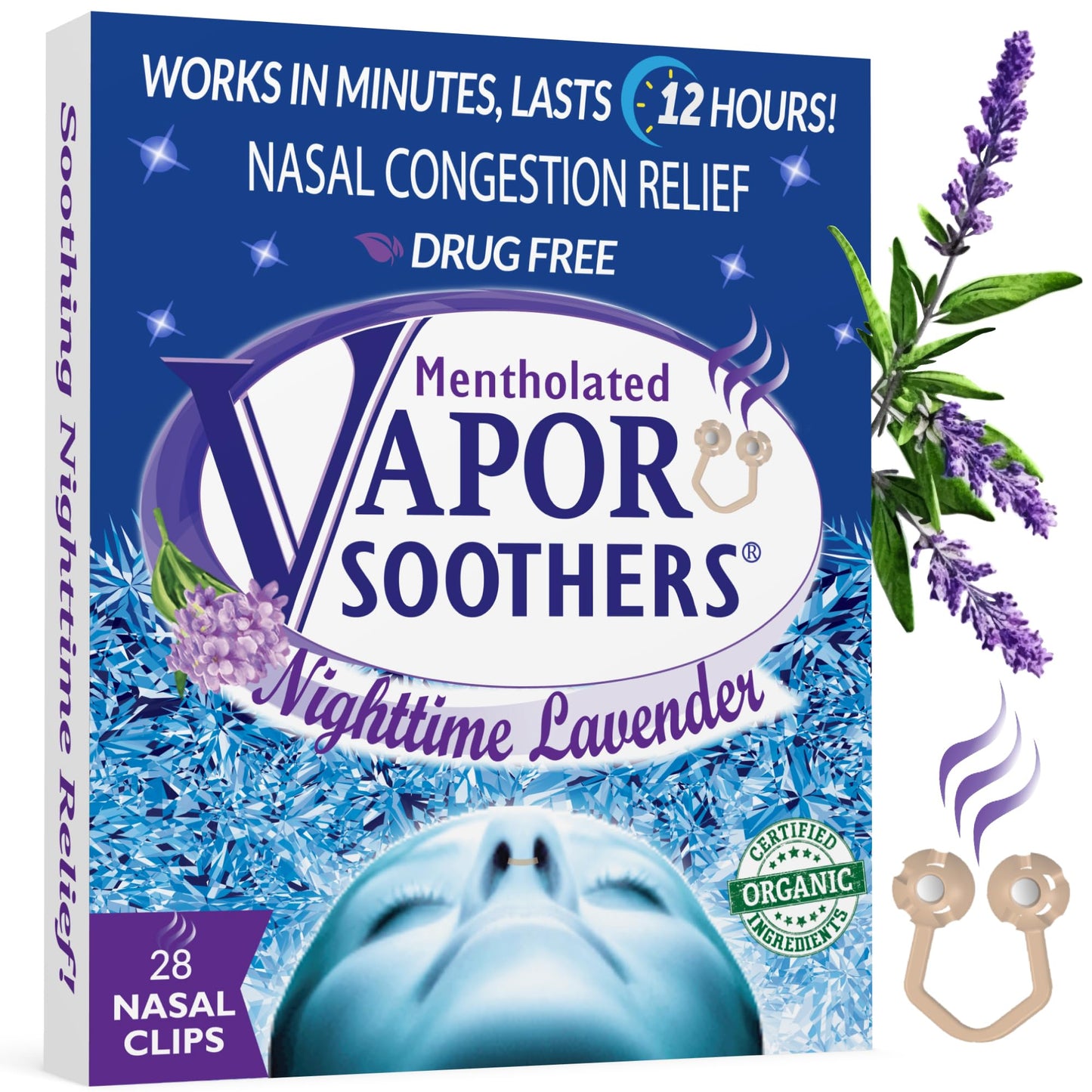 Vapor Soothers by Scenttech, Snore Reducing- Anti Snoring Aid, Nasal Dilators for Breathing, Instant Nasal Congestion Relief, Nighttime Lavender, 28 Count, Drug-Free