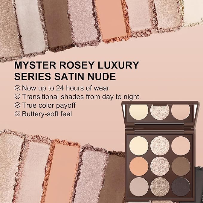 Neutral Eyeshadow palette, Nude eye shadow palette, High-Pigment eyeshadow makeup palette with Mirror, Long-lasting Wear, Vegan, Cruelty-free - 0.5oz