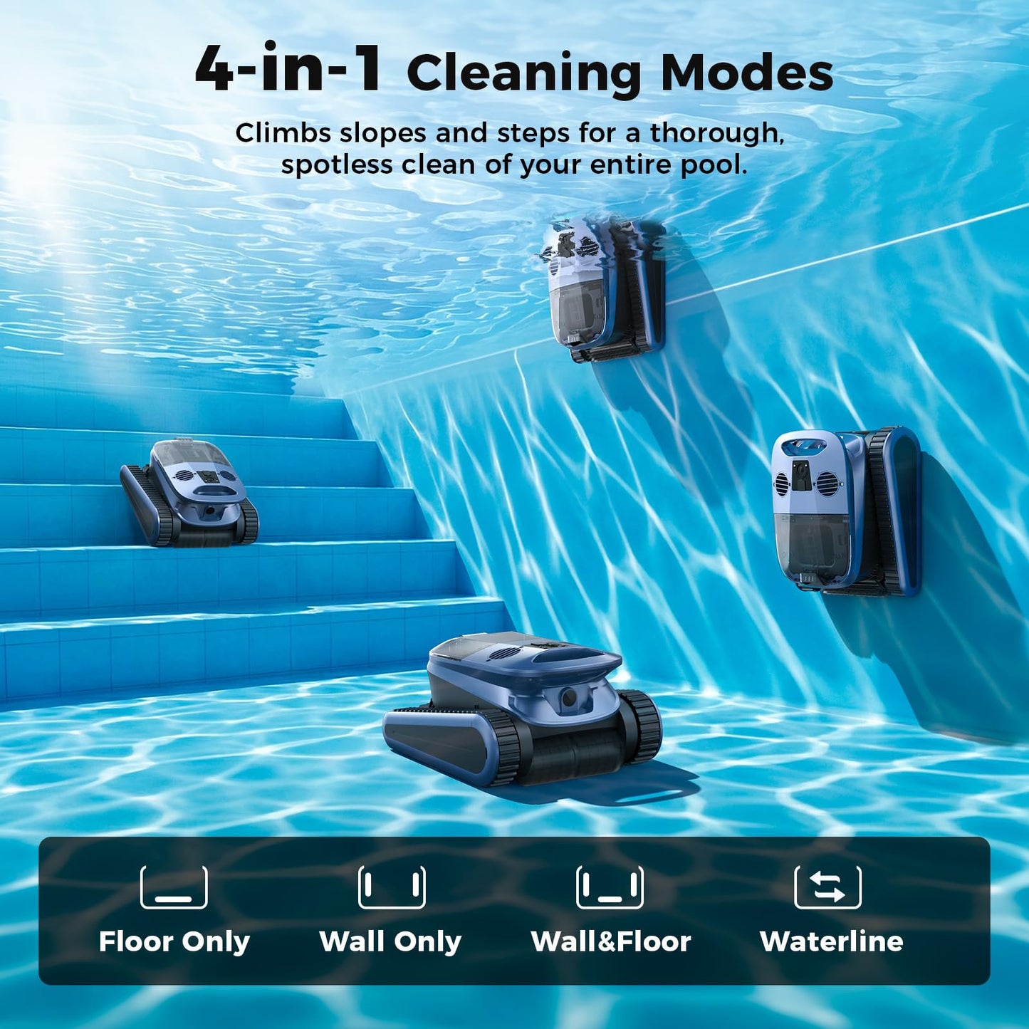 5600GPH Robotic Pool Cleaner,240Min Cordless Pool Vacuum for Inground Pools,3230 Sq.ft,2 Brushe&2 Motor,4-in-1 Wall&Waterline&Floor&Full Cover Cleaning,Smart Navigation,Dual Filtration