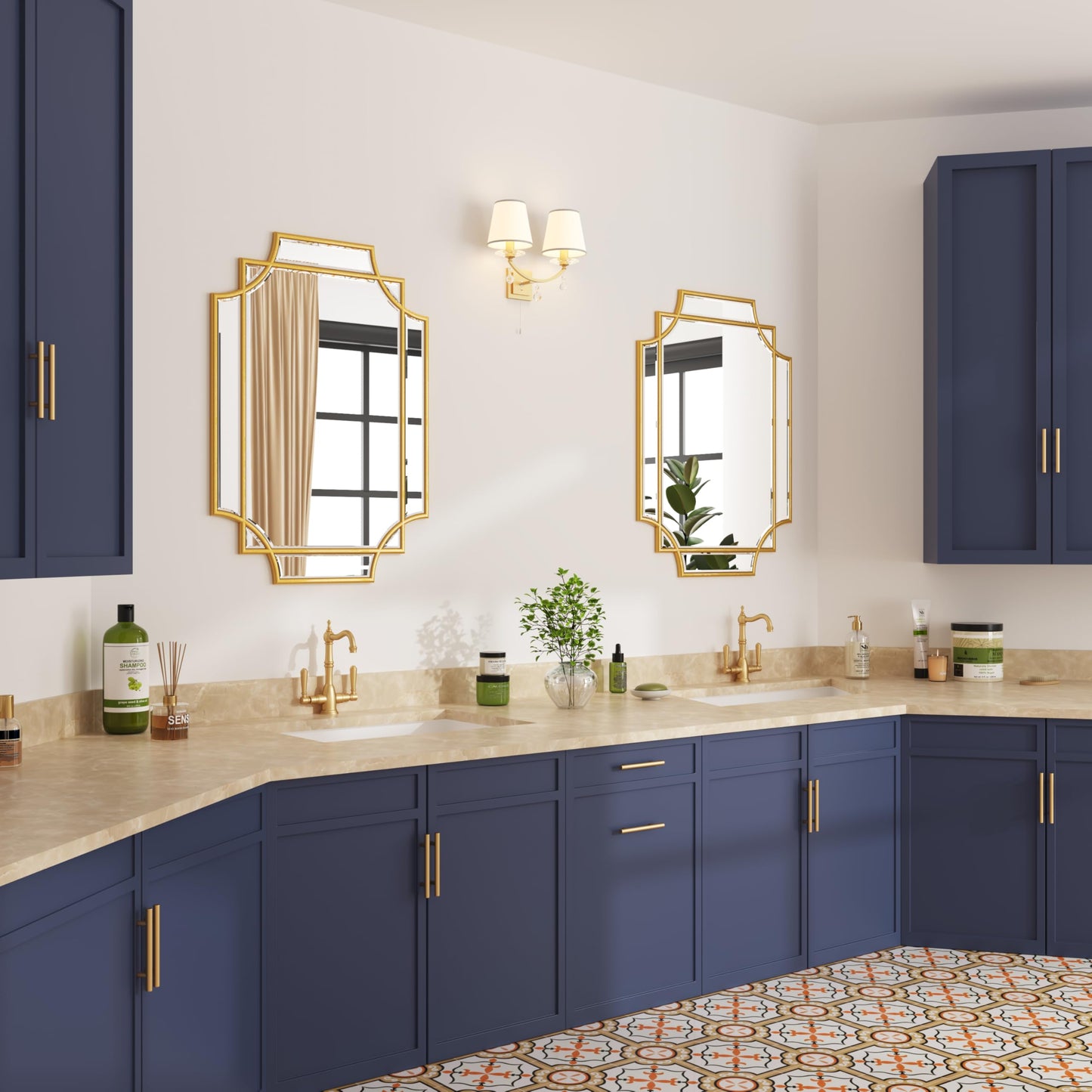 Bathroom Mirror for Wall Gold Farmhouse Wall Vanity Mirror for Over Sink Wood Framed Beveled Mirrors Deco（20 * 28IN/Gold）