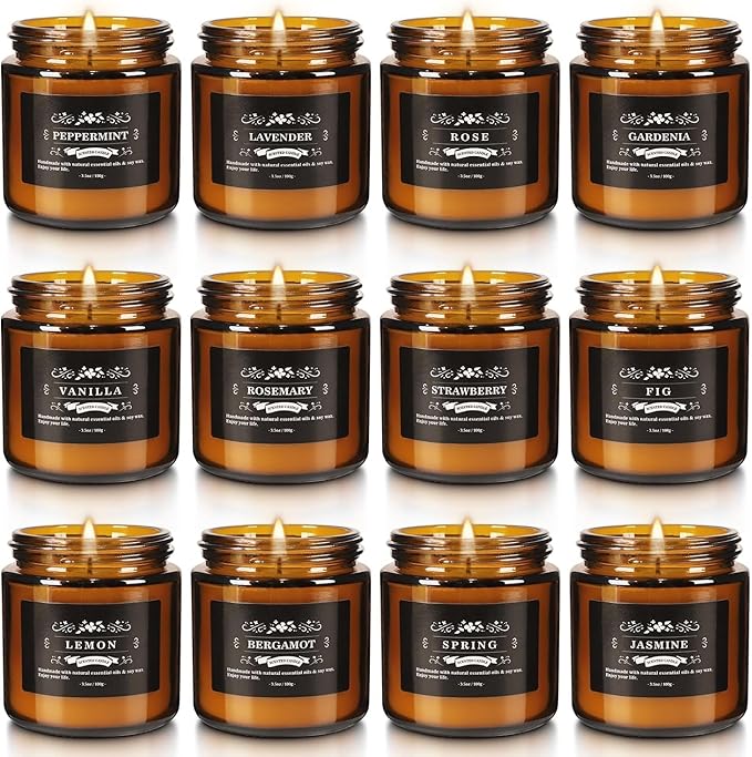 YOROXRG 12 Pcs Scented Candles with Added Natural Essential Oils, 3.05oz, Suitable for Various Festivals, Parties, Yoga, a...
