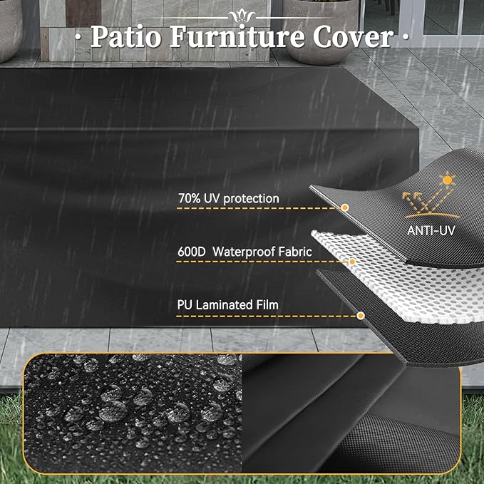 Aoxun 6 Piece Patio Furniture Set with Wide Armrests Wicker Rattan Outdoor Sectional Sofa Set with Coffee Table and Thickened Cushions, Grey/Black(Waterproof Cover Included)