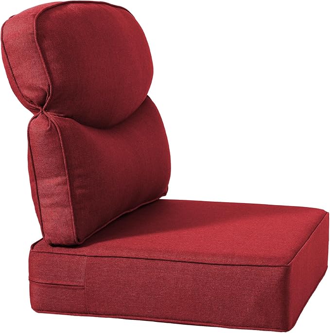 ACTREST Luxury 24x24x6 Inch Smile Outdoor Sofa Cushions Set of 3 - Memory Foam Deep Seat Patio Furniture Pillows for Wicker Rocker Dining Chair Loveseat 3-Seater L-Shape Sectional Sofa - Red