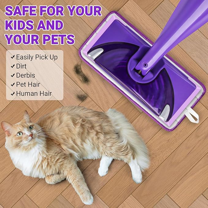 Microfiber Mop Pads for Swiffer Wet Jet Mops,SealUncle Wet Pads Refills Fit 10"- 12" Spray Mops,Reuasable & Machine Washable,2-Pack (Purple)