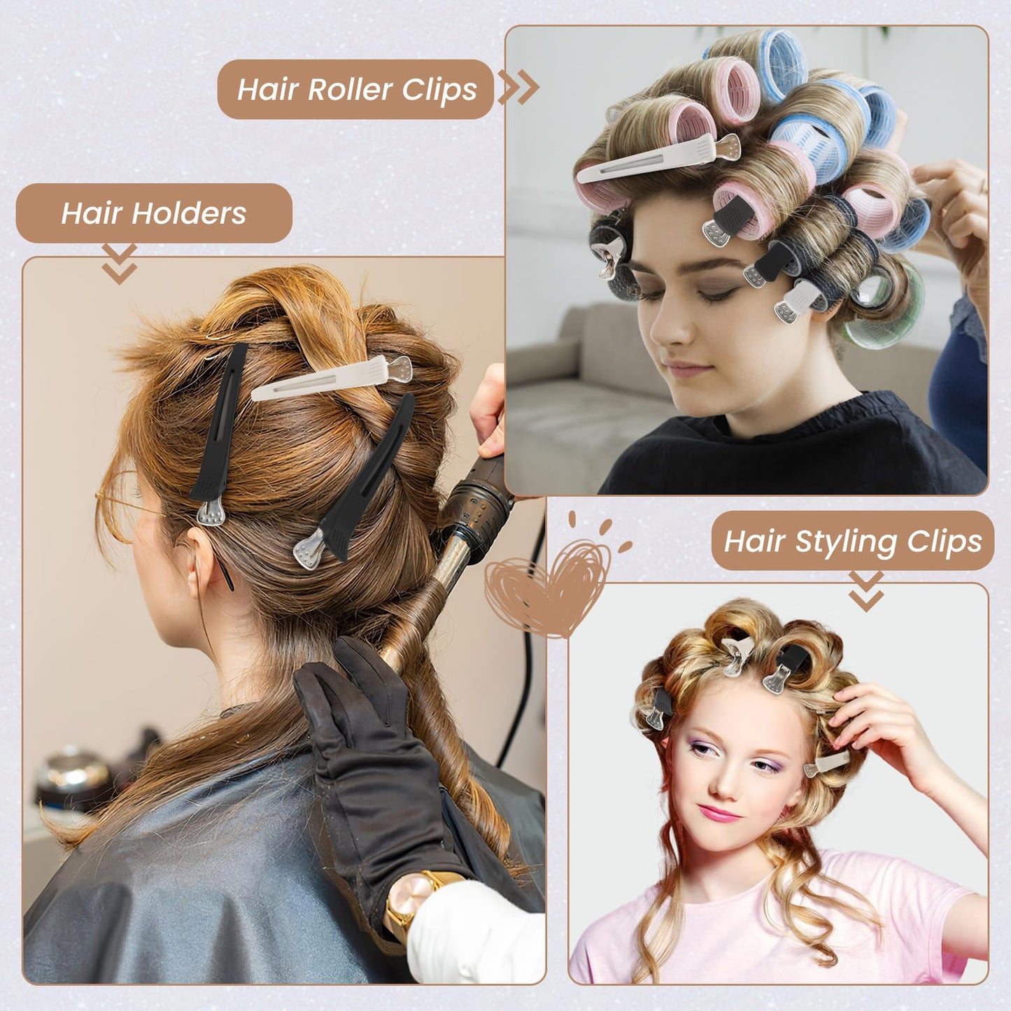 Medoca Hair Clips for Styling - 6 pcs No Crease Hair Clips for Women - Non Slip Duck Billed Hair Roller Clips with Silicone Band