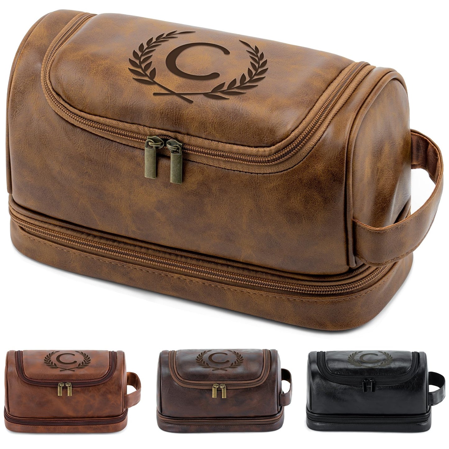 Aganmi Personalized Husband Birthday Gift from Wife Travel Toiletry Bag for Men Him, Cool Valentines Thanksgiving Christmas Anniversary Birthday Gifts for Husband Boyfriend Partner, Light Brown C