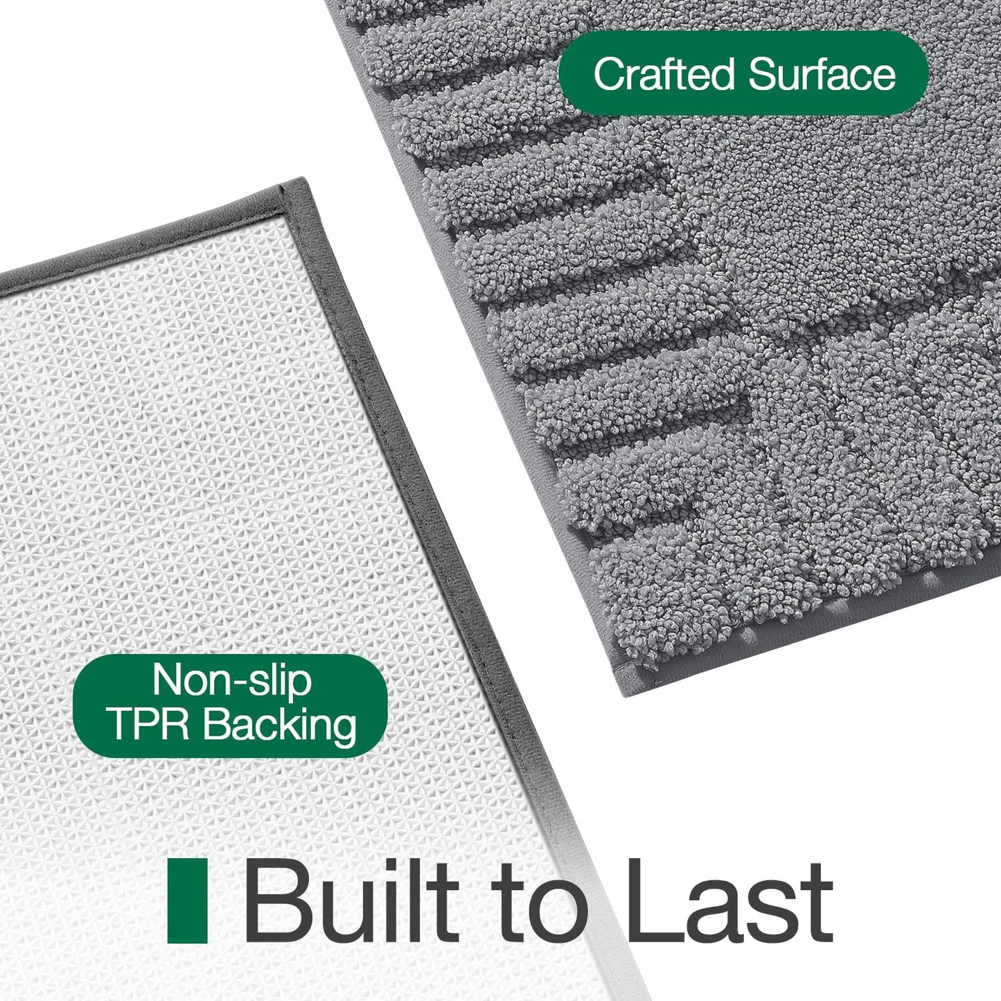 LUMI Bathroom Rugs Non Slip with Rubber Backing, Extra Soft Plush Microfiber Bath Rug Absorbent, Machine Washable Bath Mat Quick Dry for Tub, Shower, Hotel, Dark Grey, 24"x43"