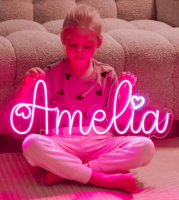 CIONAOR Custom Neon Signs, Neon Name Sign Customizable for Wedding Backdrop or Kid Gifts, Personalized LED Name Birthday S...