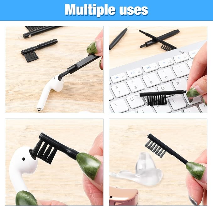Patelai 12 Pieces Hearing Aid Cleaning Kit Multi Functional Hearing Aid Brush Cleaning Tools for Earbuds, Headphones, Amplifiers with Wax Loop and Magnet Set with Bag, Gifts for Relatives