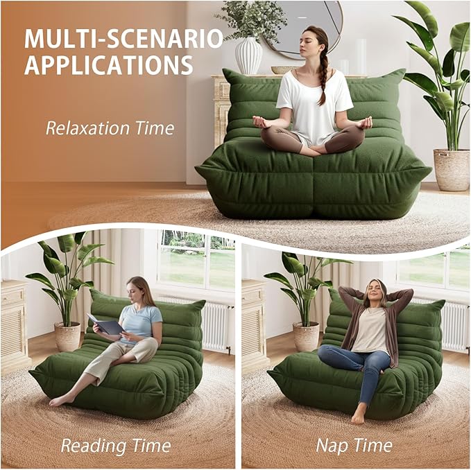 Selyteramy Oversized Bean Bag Chairs for Adults, Giant Beanbag Chair with Memory Foam, Comfy Lounge Chair Lazy Sofa for Apartment, Living Room, Bedroom, Office(Teddy Fabric)