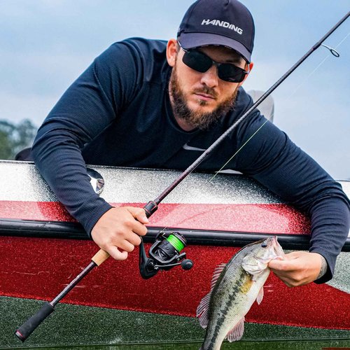HANDING Magic L Bass Fishing Rod 7' Medium Light Spinning Rod 2-Piece Moderate Fast with Fuji Guide Rings and 30T+24T Carbon Fiber for Trout Bass Walleye