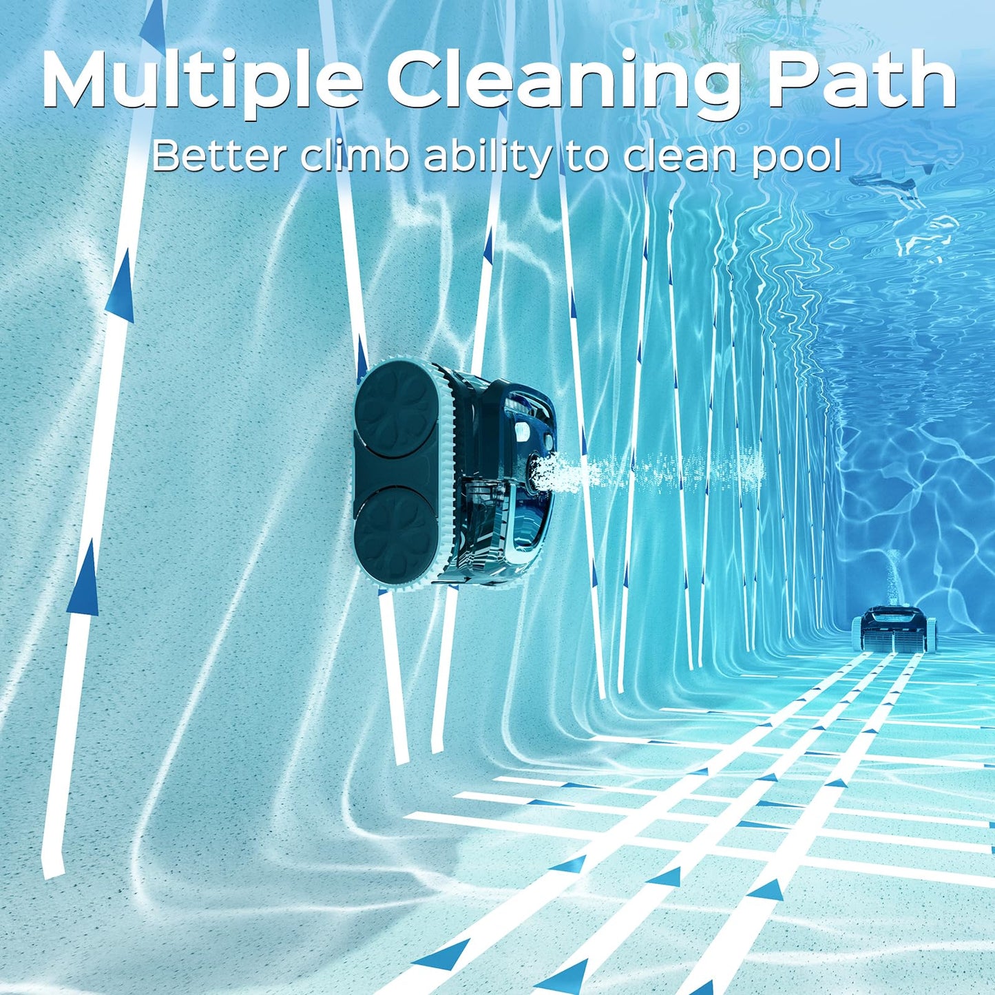 WYBOT S1SE Cordless Robotic Pool Cleaner, Pool Vacuum for Inground Pools with APP Support, Wall & Waterline Cleaning Up to 1,937sq.ft, 7 Cleaning Modes, 150Mins Runtime(BlackGrey)