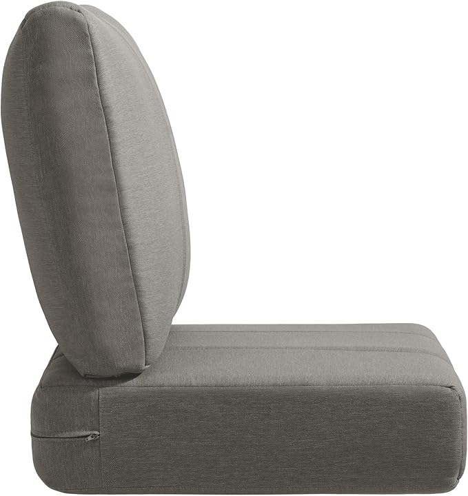 ACTREST Luxury 24x24x6 Inch Kitty Outdoor Seat Cushions - Set of 2 Water Resistant Patio Chair Comfortable Cushion for Rattan Dining Rocker Glider Chairs Loveseat Couch Sectional Sofa - Grey