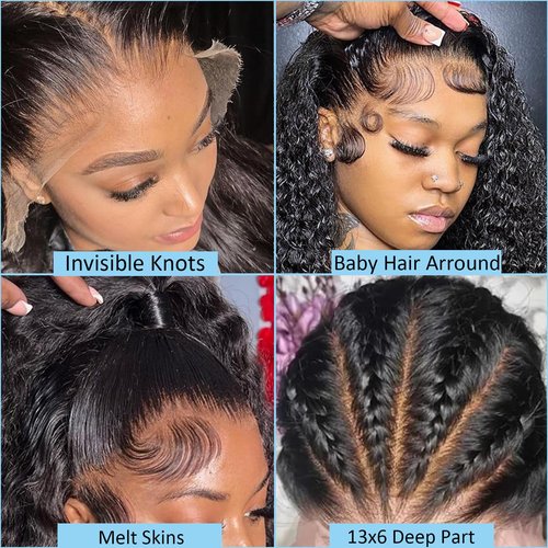 UWLK Deep Wave Lace Front Wigs Human Hair Pre Plucked 200 Density 13x6 HD Lace Frontal Wig for Women Wet and Wavy Lace Front Wigs Human Hair 20 Inch