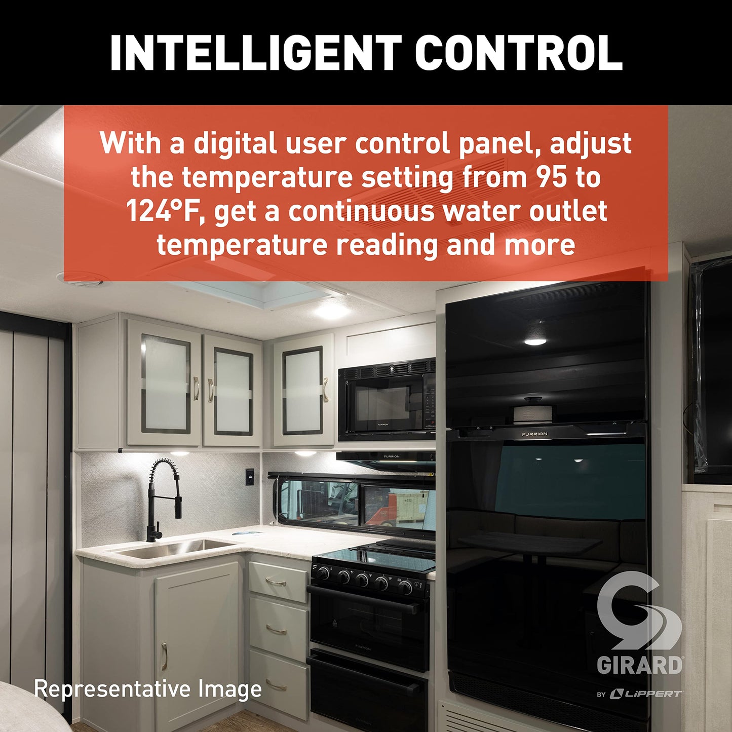 GIRARD Tankless RV Water Heater, 12V Power, 42,000 BTUs, Quiet Operation, Onboard Microprocessor, Digital User Control Panel, Freeze Protection, Easy Installation - 2022107534