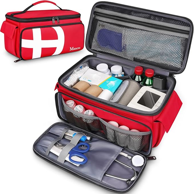 Mancro First Aid Bags Empty, Medical Travel Bag with Multi Pockets, Pill Bottle Organizer for Travel, Home Storage, Trauma...