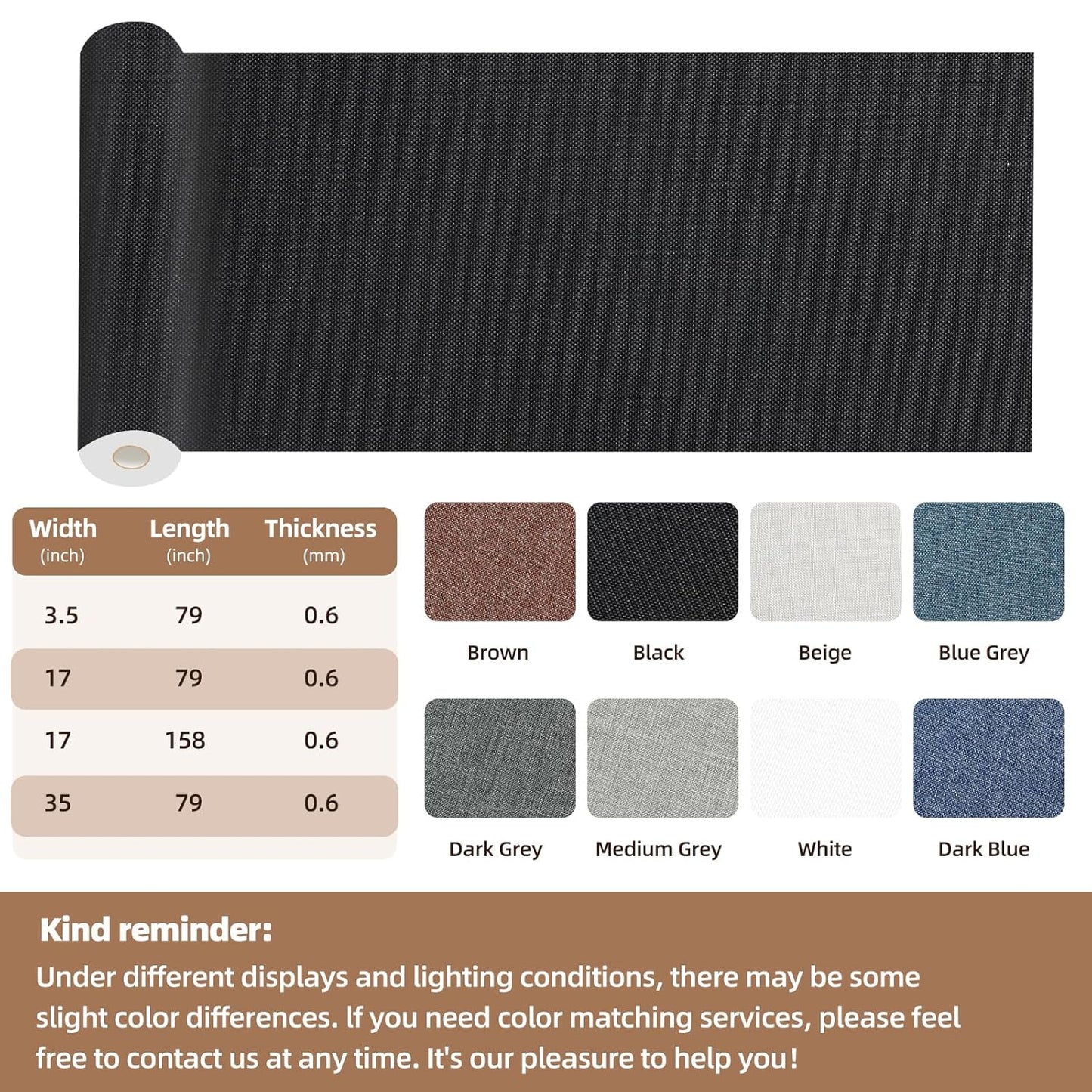 Fabric Repair Patch, 17X158 Inch Fabric Large Repair Tape, Self-Adhesive Patches for Furniture, Sofa, Car Interior, Shoes, Hand Bag, Clothing (Grey, 17X158 Inch)