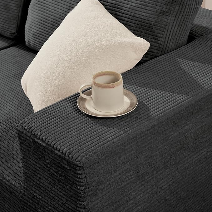 Furnify 40" Modular Upholstered Foam Couch, Upholstered Floor Sofa Couch with Pillow, Single Sofa for Bedroom Living Room, No Assembly Required (Corduroy Fabric, Grey)