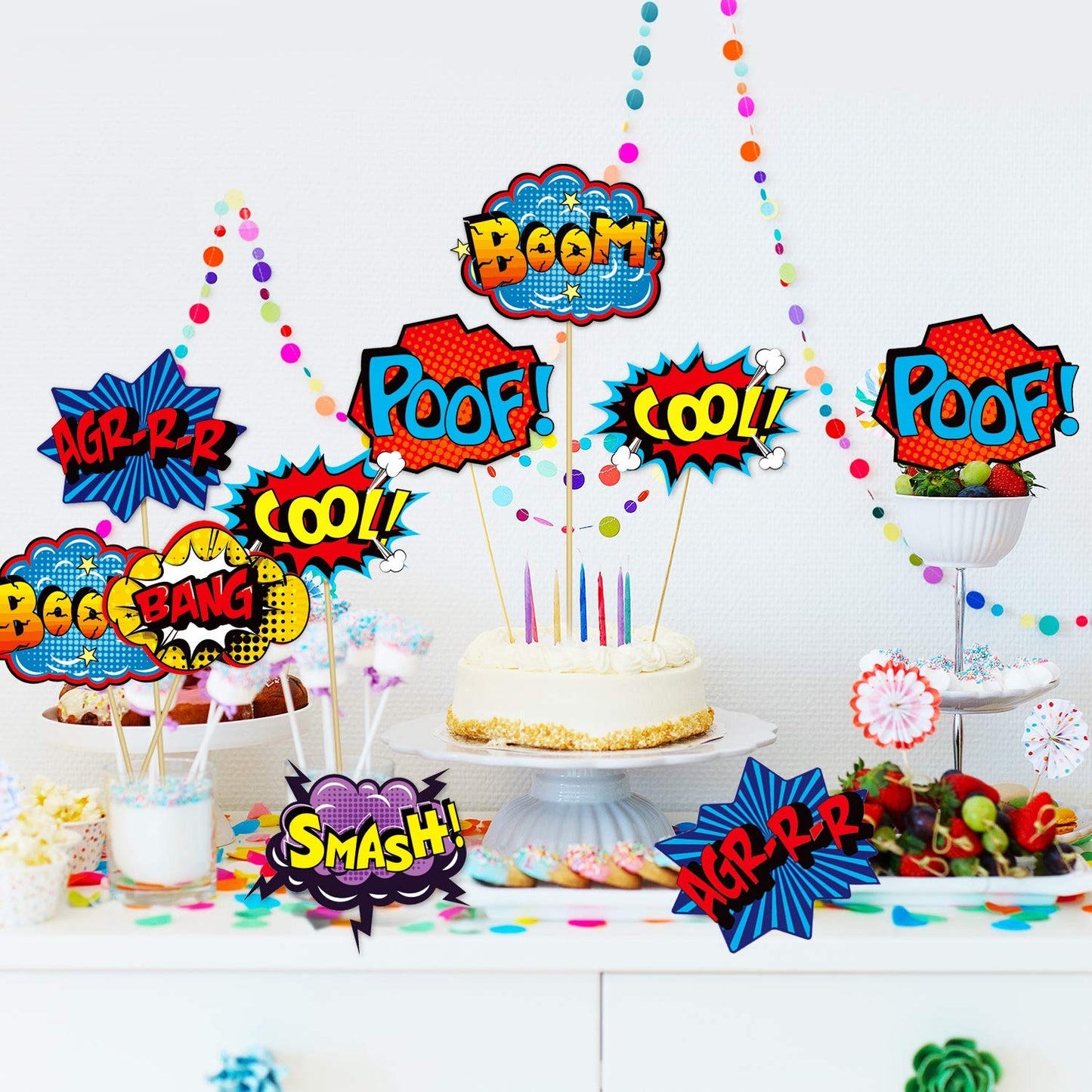 Blulu 30 Pieces Hero Themed Party Decorations, Fun Hero Sign Cutouts Signs Paper Cardboard Cutouts