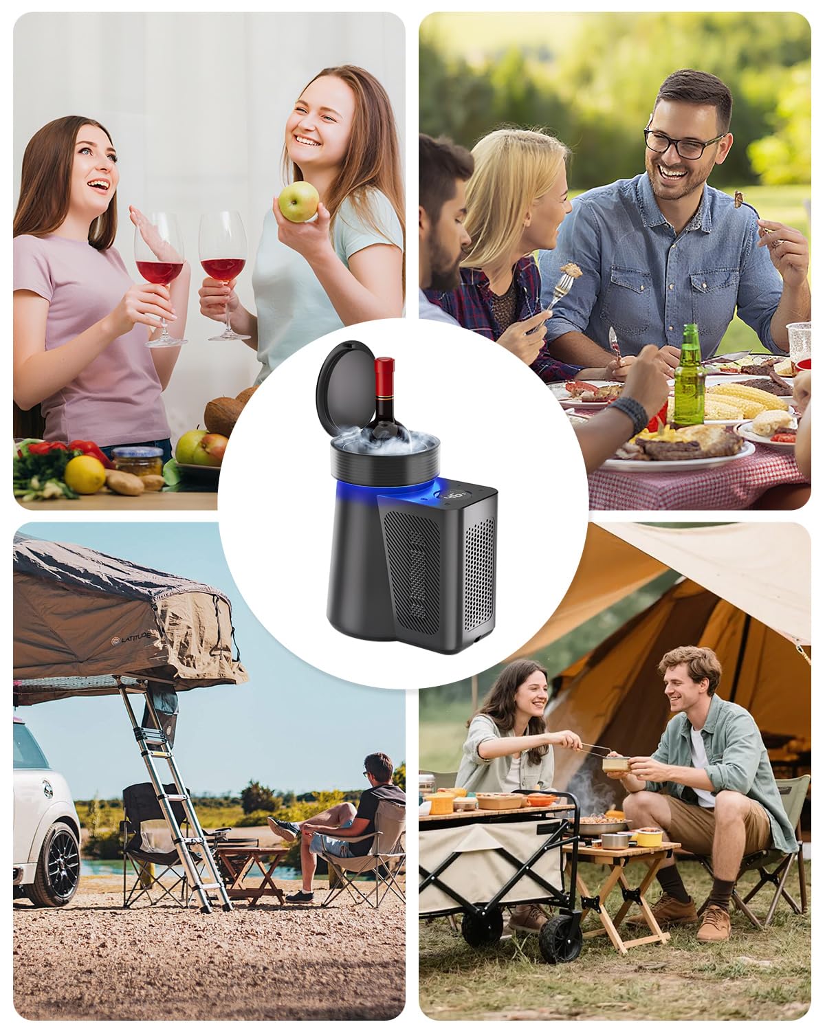Newise Wine Chiller & Temperature Keeper for Standard 750ml Bottles, Electric Chiller Maintains Perfect Temp, Low-Noise, Christmas Gift Set for Wine Lovers