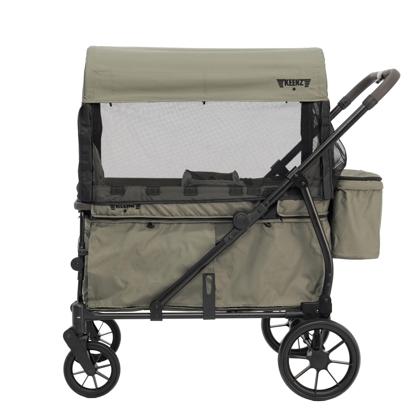 Keenz Viva 2-Passenger Compact Foldable Stroller Wagon with Canopy, Hybrid Push Pull Handle, EVA Wheels, and Storage – Lightweight Stroller Wagon for Toddlers and Kids, Green