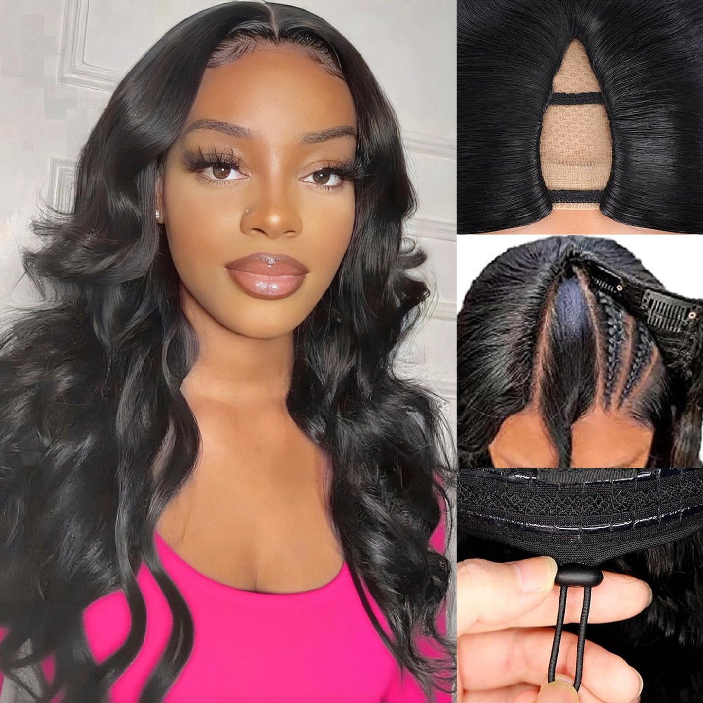 XSSXAKO V Part Wig Human Hair Body Wave Upgrade Human Hair Clip in Wigs No Glue No Sew In Beginner Friendly Natural Color(18inch