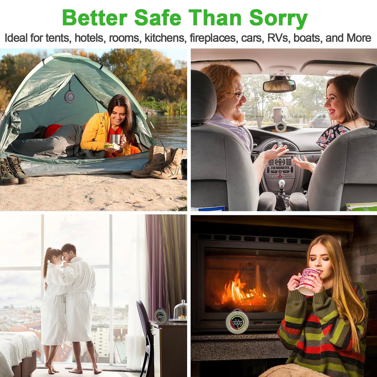 Pildegro 3-in-1 Portable Carbon Monoxide Detector, Professional Rechargeable Real-Time Travel CO Monitor 140HR Standby, Premium Reliable CO Detector with Loud Alarm for Air Safety (Grey/Courage)