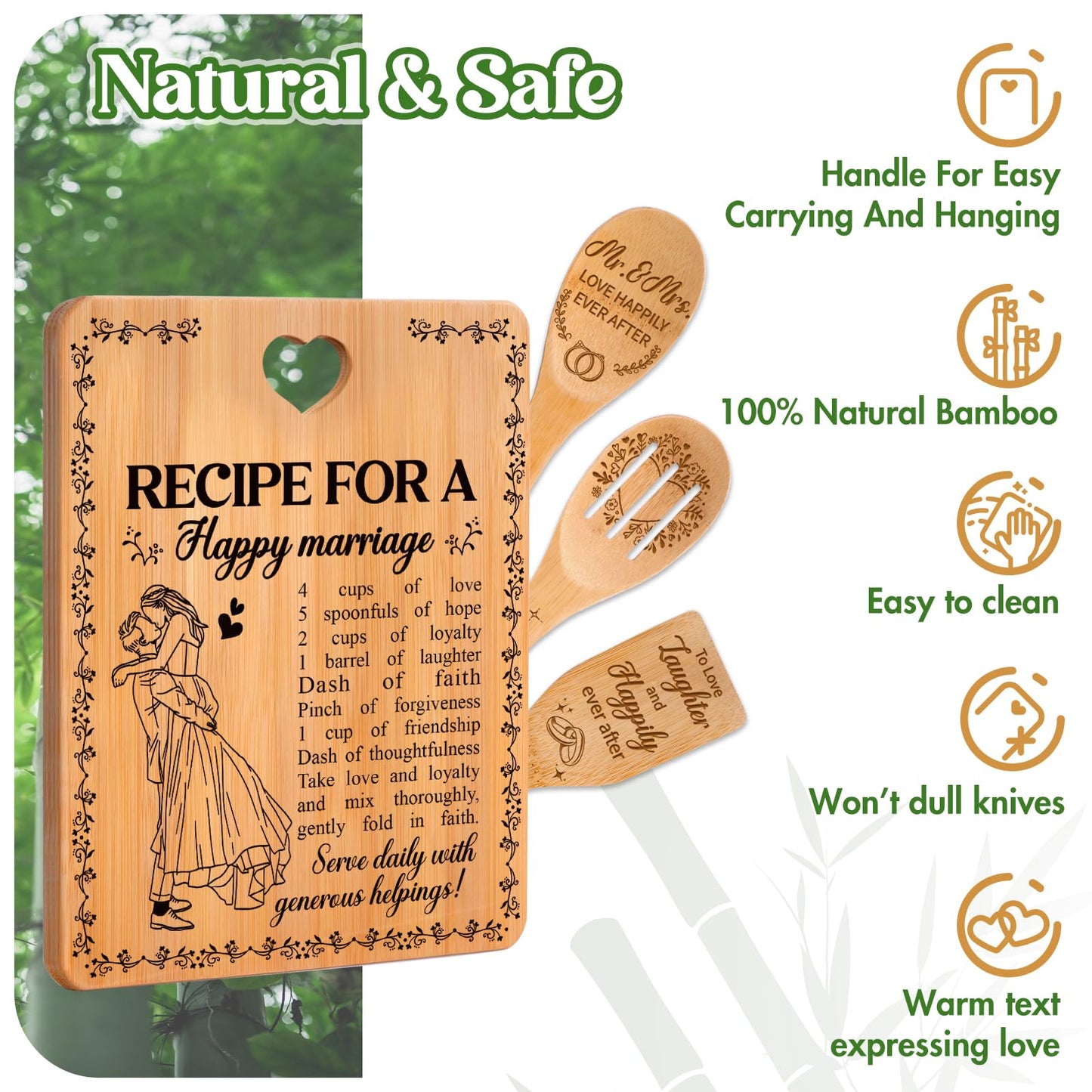 Bridal Shower Bachelorette Gifts for Bride Groom, Wedding Gifts for Couples 2025 - Happy Marriage Cutting Board Set for Newlyeds Newly Engaged Couples Bride to Be Wedding Shower