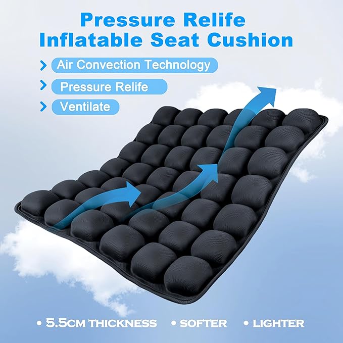 MTGKY Sondor Travel Seat Cushion,Airplane seat Cushion for Long Flight,Portable & Adjustable,Inflatable Cushion for Wheelchair, Travel,Driving,Office Work