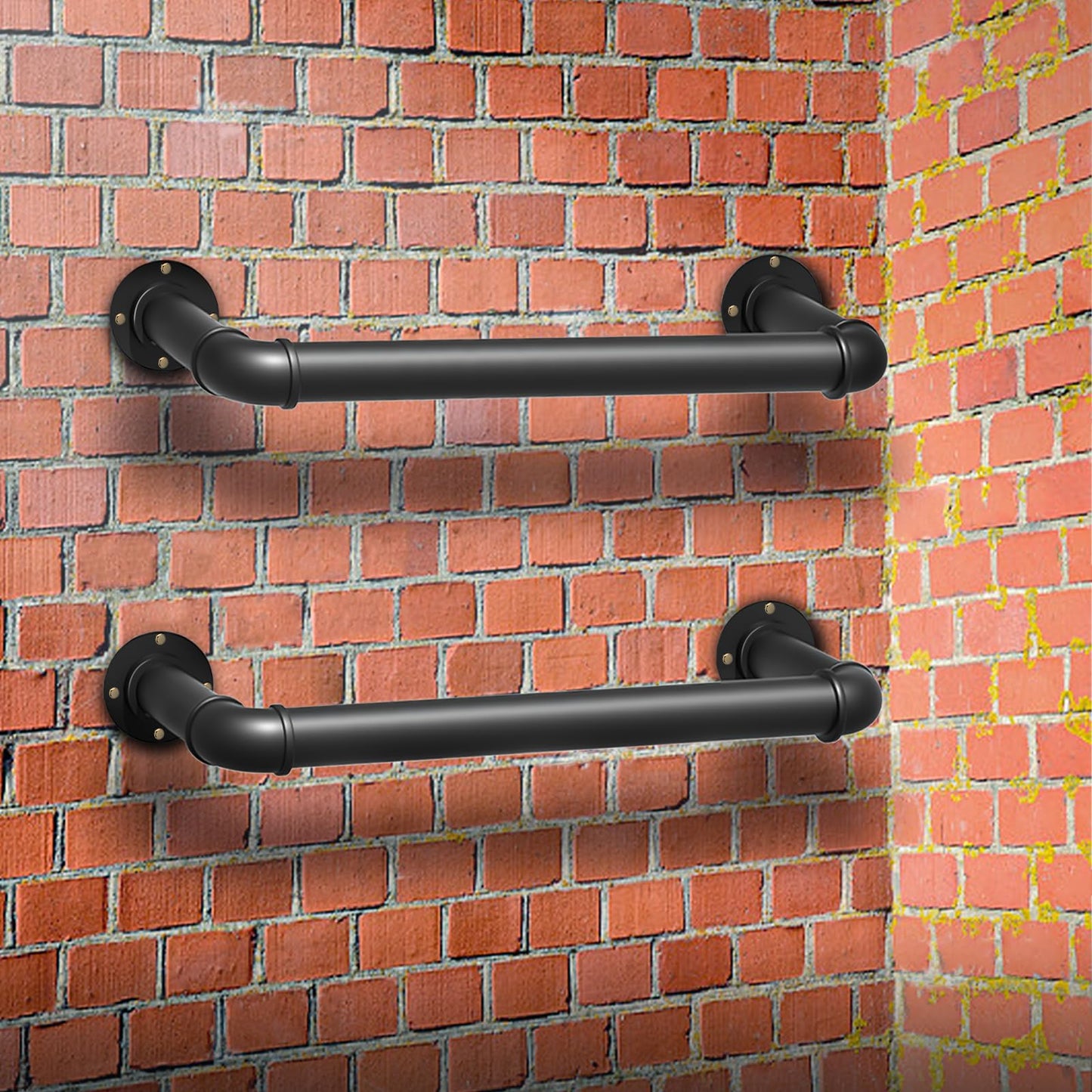 1-Rung Wall Mounted Ladder, Heavy-Duty Metal 1FT Egress Window & Loft Ladder for Basement, Attic Bunk Bed, Fire Escape - 700LBS Load, Matte Black-2PCS