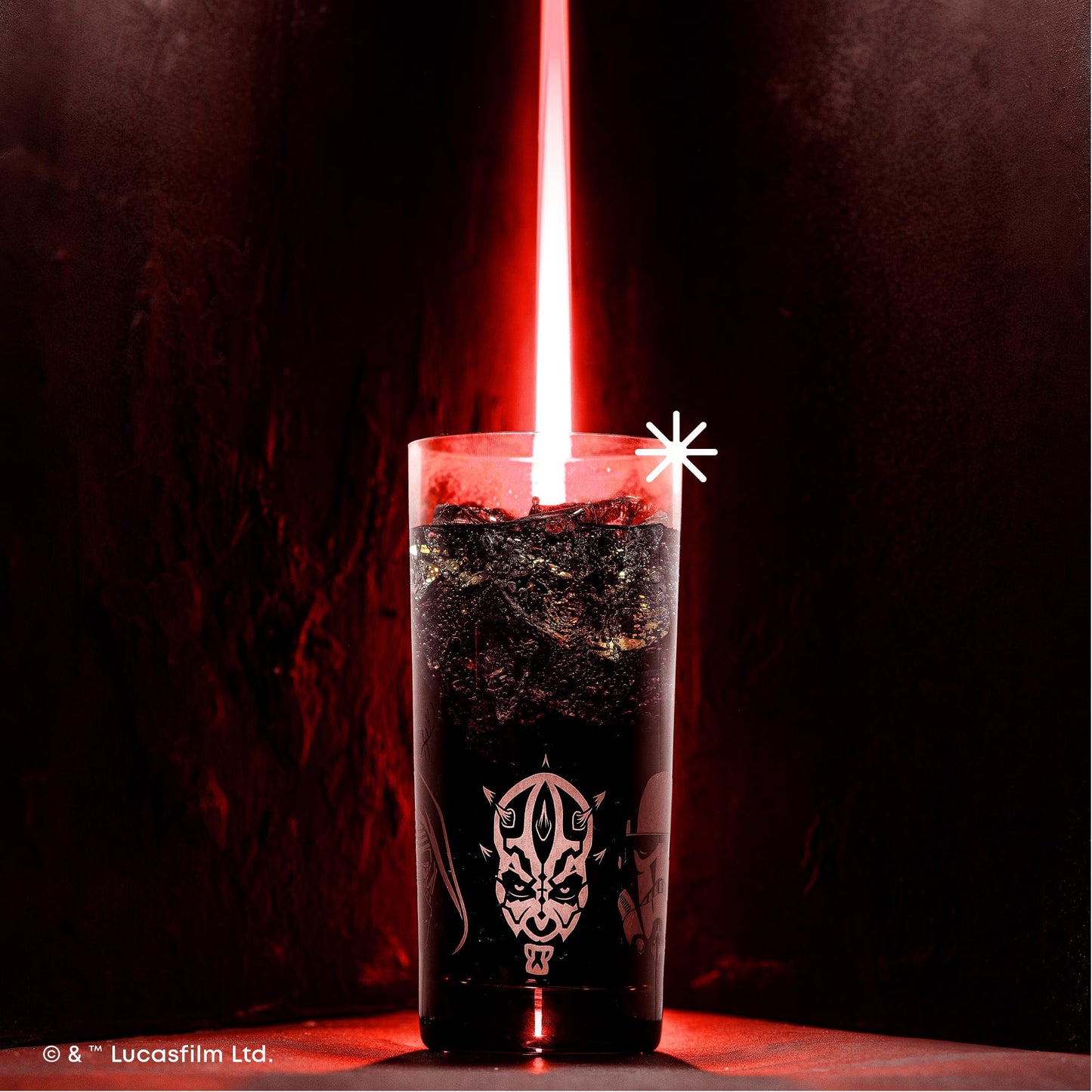 JoyJolt Star Wars Dark Side Drinking Glasses Set of 4, 15oz Highball Glasses, Tall Glass Cups ft Darth Vader Stormtrooper Darth Maul Kylo Ren and General Grievous, Star Wars Merch