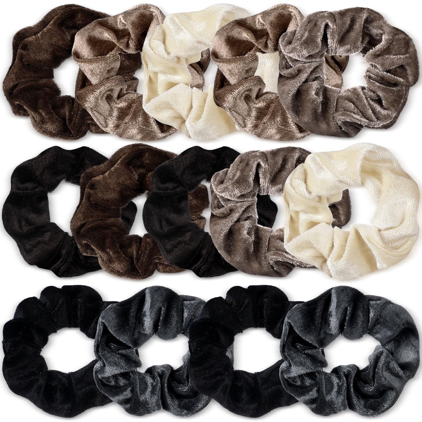Bememo 28 Pieces Velvet Scrunchies - Soft Elastic Hair Ties, Scrunchy Bobbles, Ponytail Holders & Party Favors in Neutral Colors