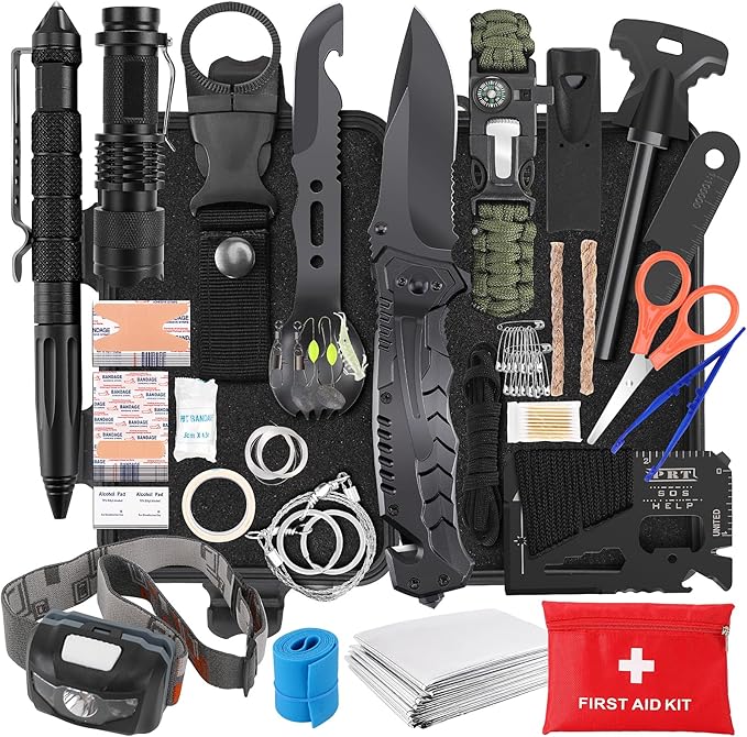 Gifts for Men, Women, Dad Christmas PIXATO Survival Kits, Survival Gear and Equipment 116-in-1, Emergency Kit with First A...