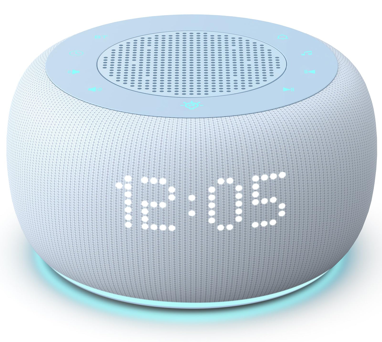Buffbee Pro 2nd Gen – Upgraded to Rechargeable Battery | 3-in-1 Portable White Noise Sound Machine, Alarm Clock & Bluetooth Speaker for Sleep, Travel & Bedroom (Cloud Blue)